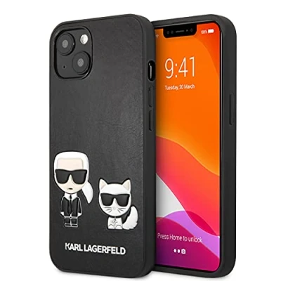 Abbildung von Karl LAGERFELD Apple iPhone 13 Mini and Cat Hard Case Cover Schutzhülle Schwarz, KLHCP13SPCUSKCBK