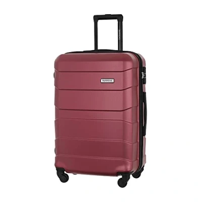 Abbildung von BARRENS Mittel Koffer Aufgabegepäck 66x46x26 cm 60 L Hochschlagfestes ABS Material Chiffrierschloss Reisekoffer 4x360 Rollen Hartschalenkoffer Airline kompatibel Burgund