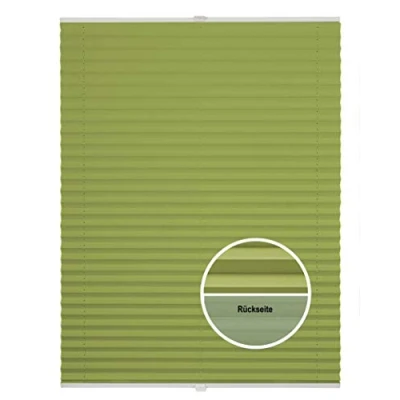Abbildung von ondeco Plissee Thermo ohne Bohren mit Klemmträger,Sonnenschutz für Fenster innen, lichtschutz und Blickdicht, Faltrollo Sichtschutz Tür, Jalousie Rollo leicht verdunkelnd Hellgrün 60x130 cm