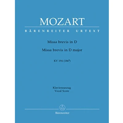 Abbildung von Missa Brevis D Dur KV 194 (186h). BÄRENREITER URTEXT. Klavierauszug, Urtextausgabe