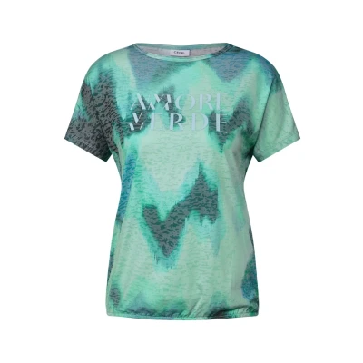 Abbildung von Cecil Wording Tshirt basic, Damen, Größe: Small, Grün