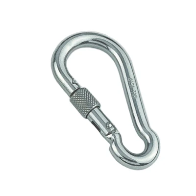 Abbildung von Karabinerhaken mit Sicherheitsmutter 4 x 40 mm Edelstahl 316 (A4)