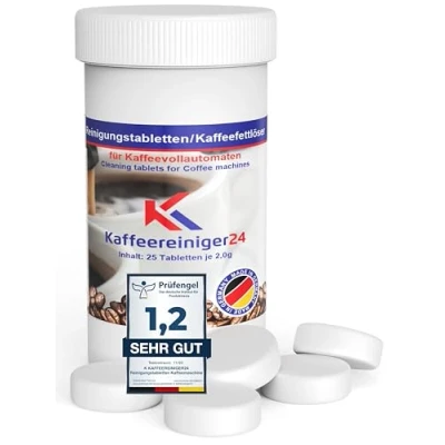 Abbildung von K Kaffeereiniger24 Reinigungstabletten Kaffeevollautomaten 25 Stück 2g Kompatibel mit Jura, Siemens auch EQ Series, Melitta, Nivona, Krups, Bosch, Miele Maschinenpflege &amp; Aromaschutz