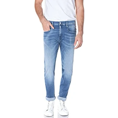 Abbildung von Replay Herren Jeans Anbass Slim Fit Hyperflex White Shades mit Stretch, Light Blue 010 (Blau), 33W / 34L