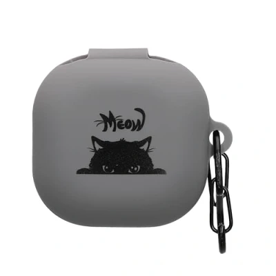 Abbildung von kwmobile Hülle kompatibel mit Samsung Galaxy Buds FE Silikon Kopfhörer Schutzhülle Case Cover Grau Schwarz