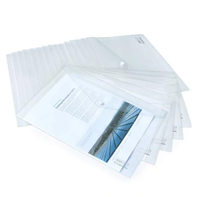Abbildung von Rapesco 1587 ECO Dokumentmappen mit Druckknopf, A4+, Transparent, 20 Stück