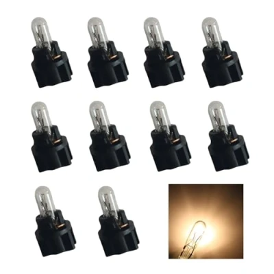 Abbildung von YOUNLEN 10 Stück DC 12V T5 Autolampen mit Drehverschluss Sockel Armaturenbrett Glühbirnen Indoor Cluster Gauge Kits. (Warmweiß), (GJY T5)