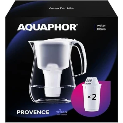 Abbildung von AQUAPHOR Wasserfilter Set Provence A5 weiß inkl. 2x Filterkartuschen A5, Zubehör für A5H hartes Wasser &amp; Magnesium, Reduziert Kalk, Chlor weiteren Stoffen. BPA frei