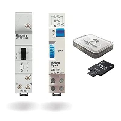 Abbildung von Theben OKTO S12 230 Stromstoßschalter + ELPA 8 Elektromechanischer Treppenlichtzeitschalter 64GB Avantrado Micro SD Karte (Class 10, U3) mit Adapter