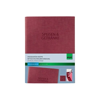 Abbildung von SIGEL SM133 Speisekarten Mappe mit Buchschrauben Bindung für A5, bordeauxrot edler Leinenstruktur, strapazierfähig und leicht abwischbar