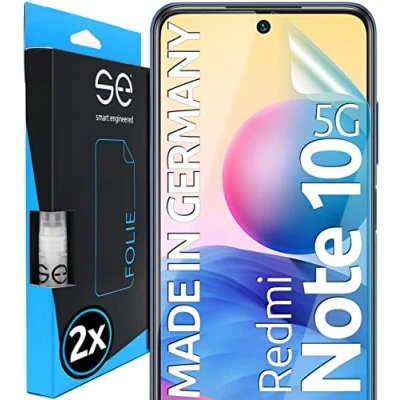 Abbildung von s.e Schutzfolie für Xiaomi Redmi Note 10 5G, 2x Full Screen, Positionierhilfe, Note10 5G Schutzfolie, transparente Displayfolie, funktionierende Alternative zu Schutzglas, Schutzglasfolie