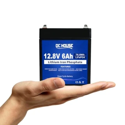 Abbildung von DCHOUSE 12V 6Ah LiFePO4 Deep Cycle Lithium Batterie, 3000+ Zyklen Eisen Phosphat Eingebautes BMS, wiederaufladbare Batterie für UPS, Beleuchtung, Power Wheels, Fish Finder und RV