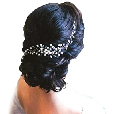 Abbildung von Haarschmuck Haarkamm Braut Hochzeit Diademe Jewerly Perle Blume Kristall Strass