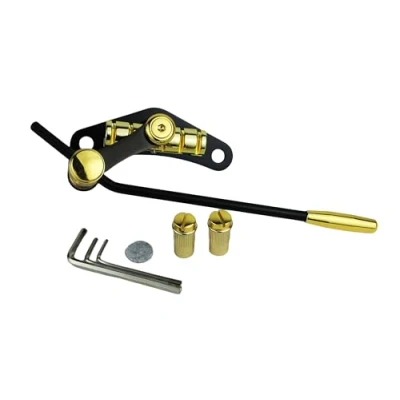 Abbildung von Guyker Tune O Matic Style E Gitarre Steg Stop Bar Saitenhalter Tremolo kompatibel mit LP SG Gitarren TM85, Schwarz + Gold