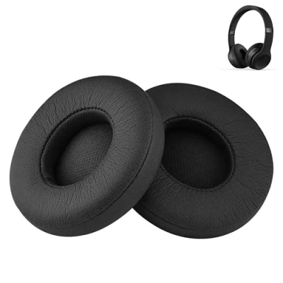 Abbildung von Esen Solo 3 Ohrpolster Ersatz 2 Kissen Zubehör Kompatibel mit Beats by Dre Solo3/Solo2 Wireless A1796/B0534 Kopfhörer, Aus Protein Leder Memory Foam (Schwarz)