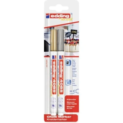 Abbildung von edding 4085 kalk window marker basic goud/zilver blister 2st 1 2mm / 4 2 15354 (10 20)