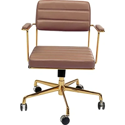 Abbildung von Kare Design Bürostuhl Dottore, Braun, Drehstuhl, Armlehnstuhl, Teppichrollen, rollbar, höhenverstellbar, kippbar, Retro Look, 81x60x54 cm (H/B/T)