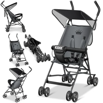 Abbildung von KIDIZ® Kinderwagen CITY Buggy Kinderbuggy klappbar Sportwagen Faltbar 360 4 Zoll Räder Inkl. Sonnen und Regenverdeck zusammenklappbar 5 Punkt Sicherheitsgurt ab 6 Monate, Anthrazit