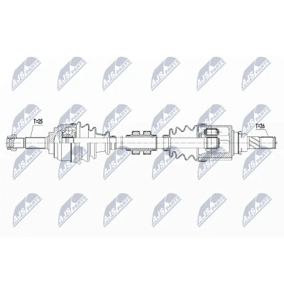 Abbildung von NTY NPW NS 100 Antriebswelle Vorderachse links 635 Schaltgetriebe NISSAN: Note II Hatchback