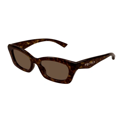 Abbildung von Alexander Mcqueen Sonnenbrille, Damen, Größe: One Size, Havana/brown