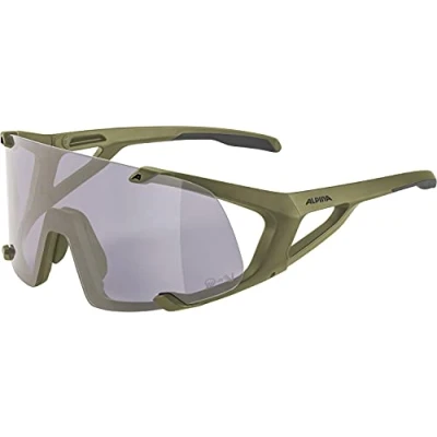 Abbildung von ALPINA HAWKEYE Q LITE V Selbsttönende, Bruchfeste &amp; Beschlagfreie Sport Fahrradbrille Mit 100% UV Schutz Für Erwachsene, olive matt, One Size