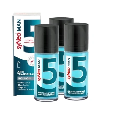 Abbildung von syNeo Deo Roller 5 MAN Antitranspirant Roll On gegen Schwitzen für Männer, 1 tlg., Bis zu Tage Schutz, Dermatologisch getestet, ohne Parfüm