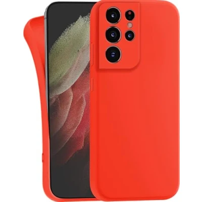 Abbildung von MyGadget Hülle für Samsung Galaxy S21 Ultra robuste Silikon Schutzhülle TPU Case Slim Silikonhülle Back Cover Kratzfest Handyhülle Matt Orange