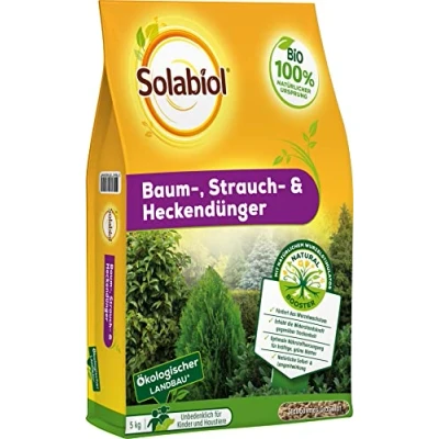 Abbildung von Solabiol Baum , Strauch &amp; Heckendünger mit Wurzelstimulator und natürlicher Sofort Langzeitwirkung, 5 kg Sack, braun