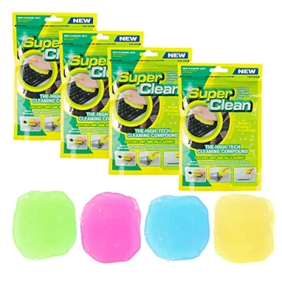 Abbildung von 4 Stück Tastaturreiniger Gel Tastatur Reinigung Universeller Staubreiniger, Auto Innenraum Reiniger, Keyboard Cleaner Reinigungsgel für Laptops,Computers,AutoInnenraum,Taschenrechner, 80g x Farben