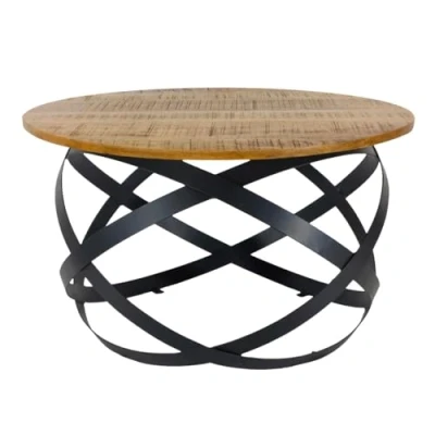 Abbildung von Amago home Couchtisch rund ø55/60/65/75cm Beistelltisch Industrie Style Metall Gestell Farbe Orbit ø 75cm
