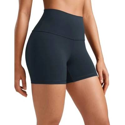 Abbildung von CRZ Yoga Womens Kurze Sporthose Laufshorts Sommer Radlerhose High Waist Fitness Shorts ButterLuxe 10cm Echte Marine 40