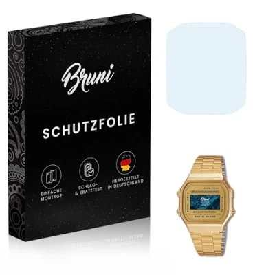 Abbildung von Bruni Schutzfolie kompatibel mit Casio A168WG 9EF Folie, glasklare Displayschutzfolie (2X)