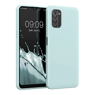 Abbildung von kwmobile Hülle kompatibel mit Nokia G21 / G11 weiches TPU Silikon Case Cover geeignet für kabelloses Laden Cool Mint