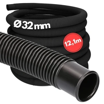 Abbildung von 12,1 Meter Kalitec Poolschlauch 32mm, schwarz I Schwimmbadschlauch 32 mm Schlauch Pool für Poolpumpe flexibler Wasserschlauch 32mm Pumpenschlauch Formstabil und Trittfest