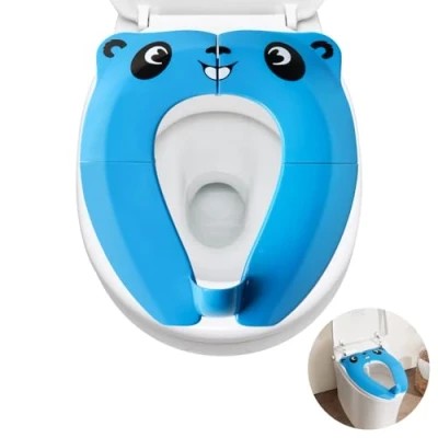 Abbildung von Faltbarer Baby Toilettensitz, Toilettenadapter für Kinder Toilettensitzbezug, Toilettensitz WC Sitzbezüge rutschfest spritzwassergeschützt faltbar Reisen Jungen und Mädchen mit Aufbewahrungstüte