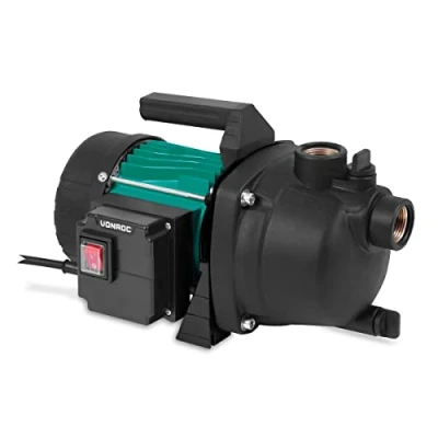 Abbildung von VONROC Gartenpumpe selbstansaugend Wasserpumpe 800W, 3300l/h, 4bar Kreiselpumpe mit STST Pumpengehäuse Zur Bewässerung des Gartens/Rasens