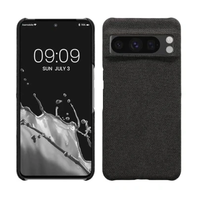 Abbildung von kwmobile Schutzhülle kompatibel mit Google Pixel 8 Pro Hülle Stoff Cover Handyhülle Backcover in Dunkelgrau