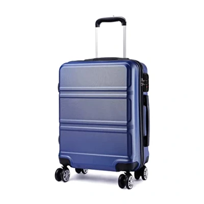 Abbildung von KONO Trolley Koffer Mittelgroß 4 Rollen Leicht Hartschalenkoffer Reisekoffer mit TSA Schloss, 65x41x26cm, 61Liter, Zwillingsrollen Rollkoffer, ABS Hartschale (Dunkelblau, L)