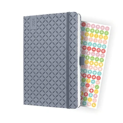 Abbildung von SIGEL J4121 Wochenkalender Jolie 2024, ca. A5, hellgrau, Hardcover, Gummiband, Stiftschlaufe, Einstecktasche, 174 Seiten, aus nachhaltigem Papier, Terminplaner
