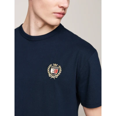 Abbildung von Tommy Jeans Crest FLAG TEE Tshirt print, Herren, Größe: Small, Dark night navy