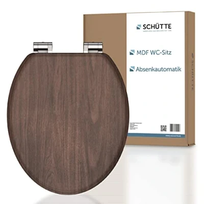 Abbildung von SCHÜTTE MDF WC Sitz DARK WOOD Toilettendeckel mit Absenkautomatik, Holzkern