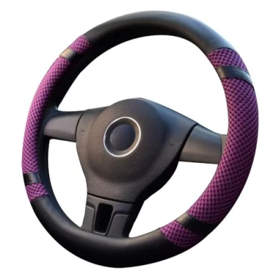 Abbildung von Pahajim Auto Lenkradhülle Lenkrad Abdeckung Microfiber Leder Anti Rutsch Lenkradabdeckung Breathable für LKW/Auto/Jeep/SUV, Universal 38(Lila)
