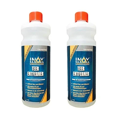 Abbildung von INOX® Auto Teerentferner 2 x 1L Teerreiniger für Innenraum und Außen Klebstoffentferner Baumharzentferner Industriereiniger schonend zu Autolack Chrom