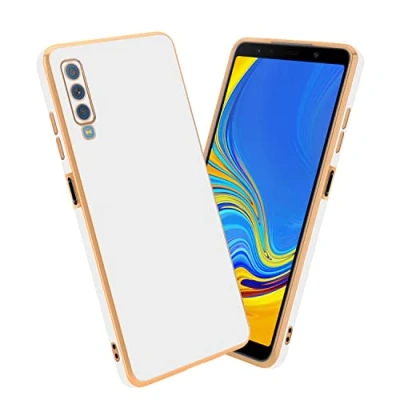 Abbildung von Cadorabo Hülle kompatibel mit Samsung Galaxy A7 2018 Schutzhülle TPU Silikon Case Liquid Design Kameraschutz Slim Kratzfest Weiche Gummi Rundumschutz für in Weiß