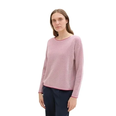 Abbildung von TOM Tailor Strickpullover, Damen, Größe: 46, Pink bubble structure