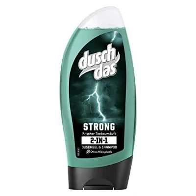 Abbildung von Duschdas 2 in 1 Duschgel &amp; Shampoo Strong Duschbad mit erfrischendem Teebaum und Minzduft dermatologisch getestet (6 x 250 ml)