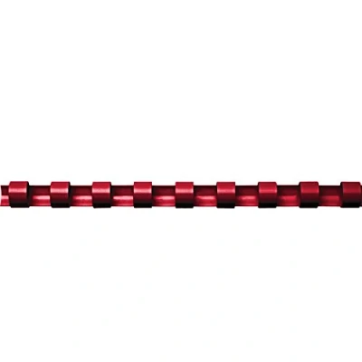Abbildung von Fellowes Binderücken für Plastikbindung, 16 mm Durchmesser, 21 Ringe, A4 Dokumente, rot, Packung mit 100 Stück
