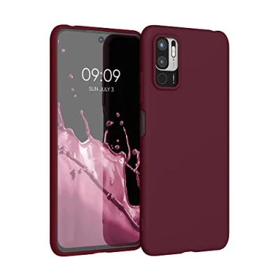 Abbildung von kwmobile Hülle kompatibel mit Xiaomi Redmi Note 10 5G weiches TPU Silikon Case Cover geeignet für kabelloses Laden Bordeaux Violett