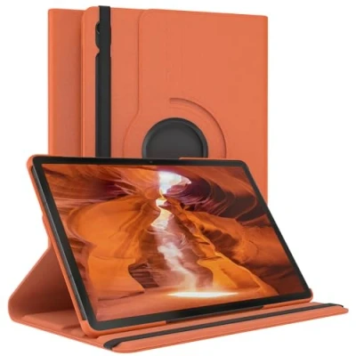 Abbildung von EAZY Case Tablet Hülle für Samsung Galaxy Tab S9 Schutzhülle 11 Zoll Smart Cover Rotationcase zum Aufstellen Klapphülle 360 drehbar mit Standfunktion Tasche Kunstleder Orange