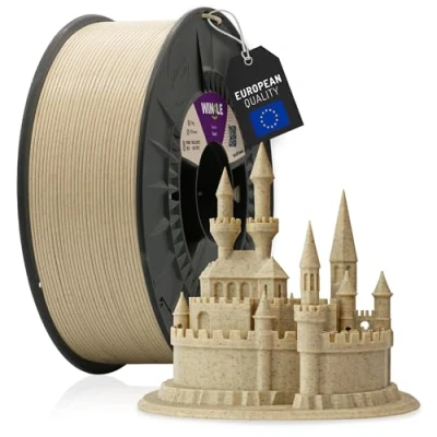 Abbildung von WINKLE PLA HD Textur Filament (strukturiert), Sand, 3D Drucker Filament, 1,75 mm, 1 kg, Maßgenauigkeit, Spule mit kg